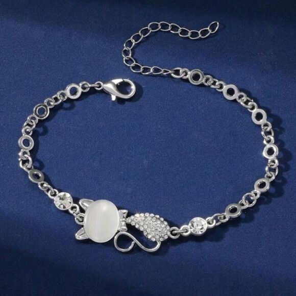 3 for $26 - Silver Rhinestone Cat Bracelet - Picture 4 of 4